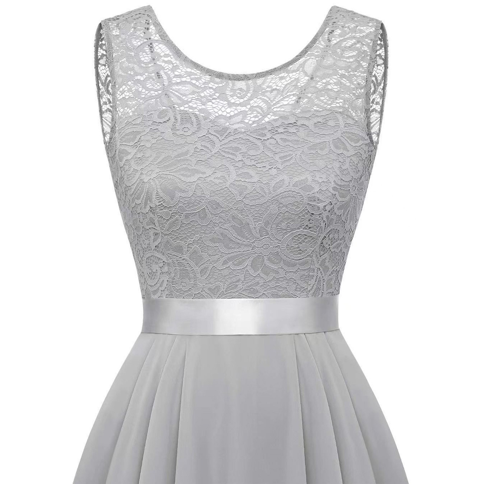 thumbnail image 5 of Vestido de cóctel sin mangas con estampado floral para mujer: elegante vestido de noche de dama de honor con abertura lateral para bodas y fiestas, 5 of 6